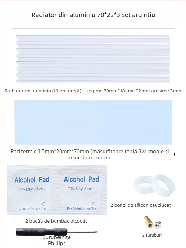 Radiator de răcire M.2 SSD 2280, aluminiu, pentru hard disk, notebook și desktop