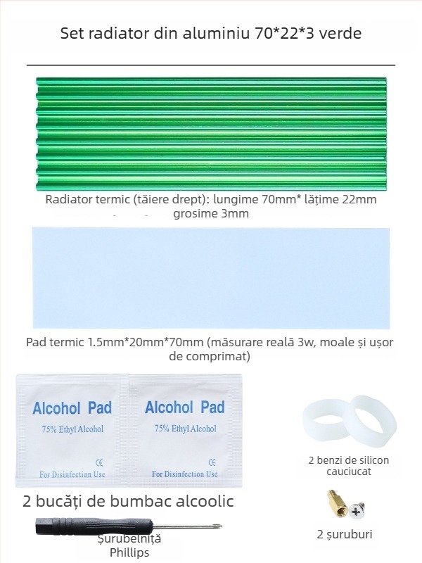 Radiator de răcire M.2 SSD 2280, aluminiu, pentru hard disk, notebook și desktop