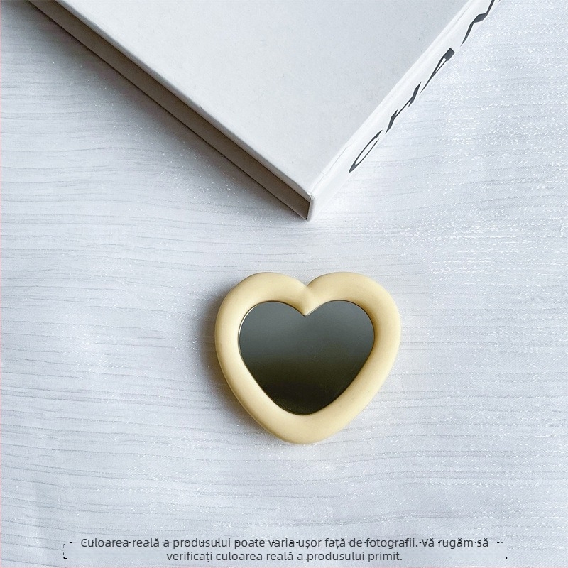 Suport de masă din silicon în formă de inimă, oglindă, snap-on, universal pentru telefoane, model 01