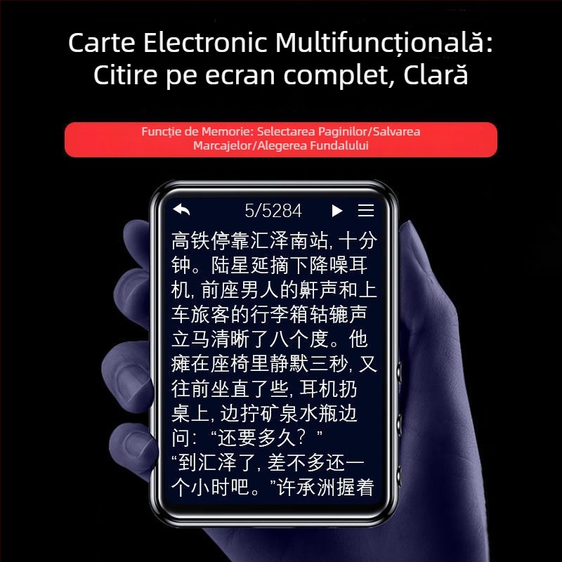 MP4/MP3 Player muzical cu touchscreen și Bluetooth — ultra-subțire, pentru citirea romanelor