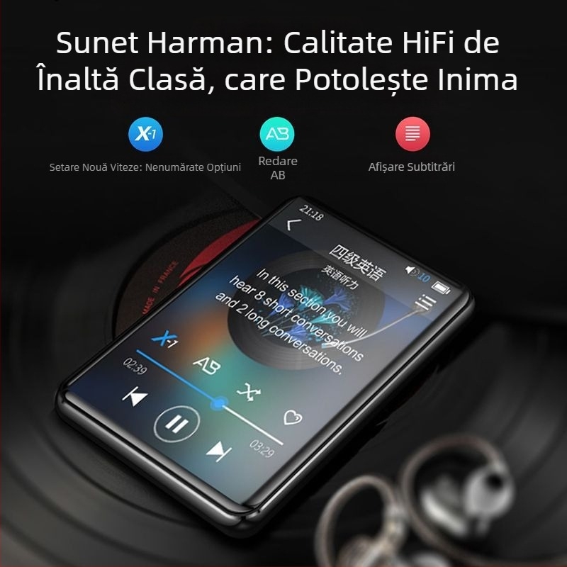 MP4/MP3 Player muzical cu touchscreen și Bluetooth — ultra-subțire, pentru citirea romanelor