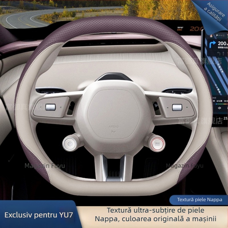 Husă de volan Yu7 2025, universală, din cauciuc, pentru toate sezoanele, cusută la mașină, stil original