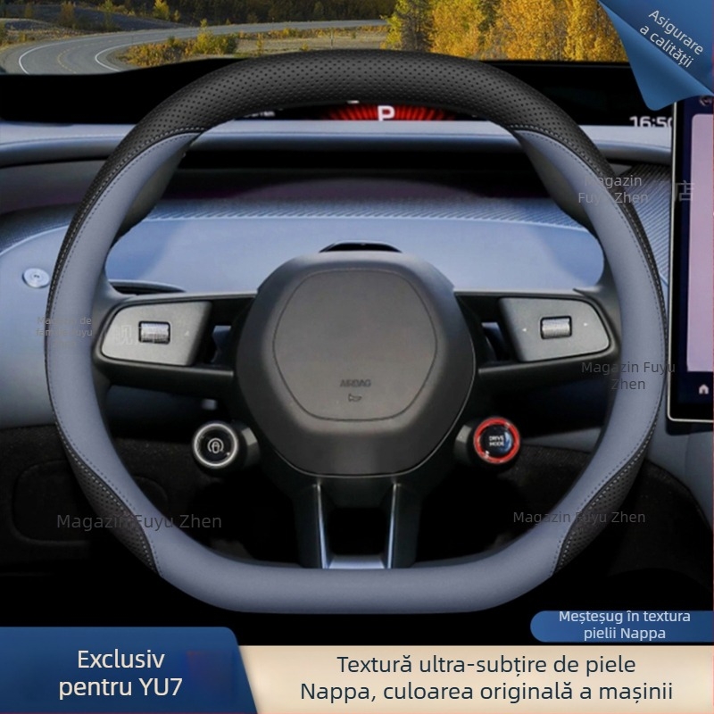 Husă de volan Yu7 2025, universală, din cauciuc, pentru toate sezoanele, cusută la mașină, stil original