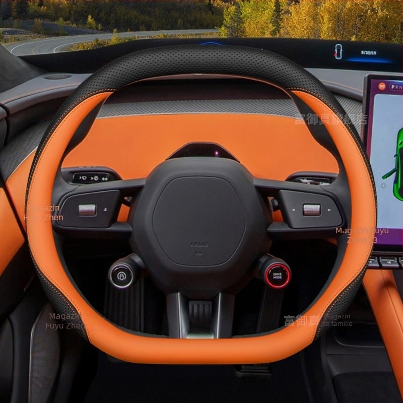 Husă de volan Yu7 2025, universală, din cauciuc, pentru toate sezoanele, cusută la mașină, stil original