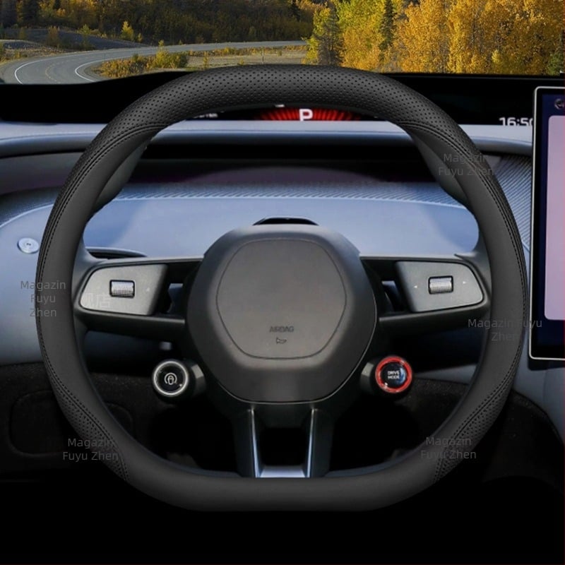 Husă de volan Yu7 2025, universală, din cauciuc, pentru toate sezoanele, cusută la mașină, stil original