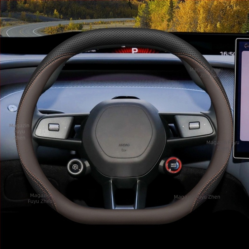 Husă de volan Yu7 2025, universală, din cauciuc, pentru toate sezoanele, cusută la mașină, stil original