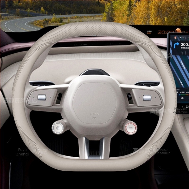 Husă de volan Yu7 2025, universală, din cauciuc, pentru toate sezoanele, cusută la mașină, stil original