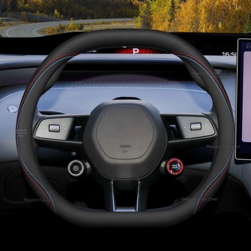 Husă de volan Yu7 2025, universală, din cauciuc, pentru toate sezoanele, cusută la mașină, stil original