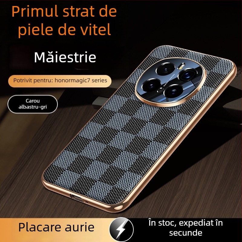 Carcasă din piele naturală pentru Honor Magic7, protecție completă a obiectivului, piele de vită de înaltă calitate, design luxos