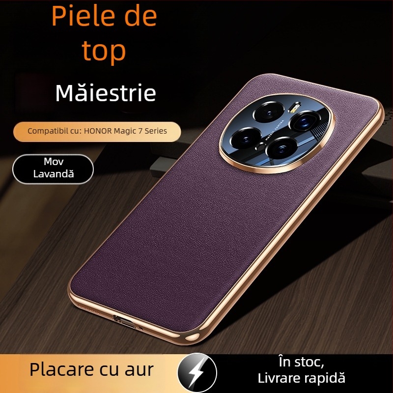 Carcasă din piele naturală pentru Honor Magic7, protecție completă a obiectivului, piele de vită de înaltă calitate, design luxos