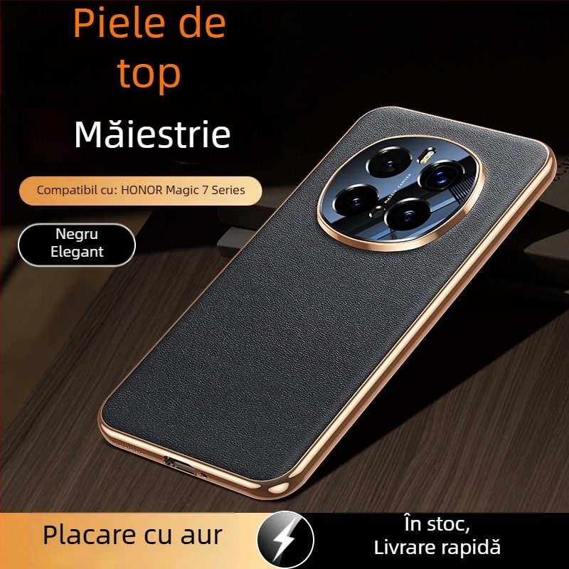 Carcasă din piele naturală pentru Honor Magic7, protecție completă a obiectivului, piele de vită de înaltă calitate, design luxos