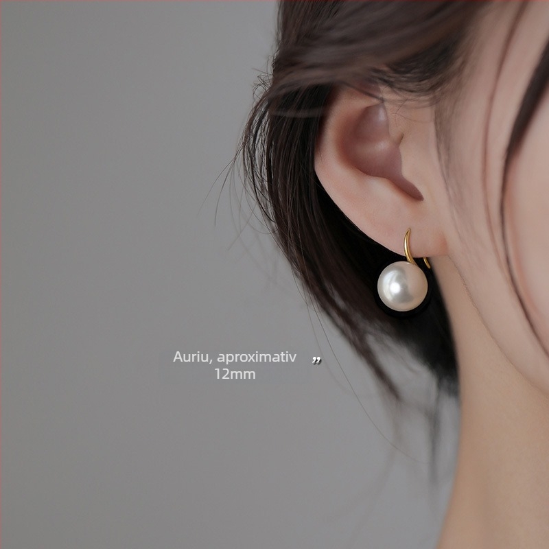 Cercei cu perle din scoică, formă geometrică, toamna 2025, stil dulce și modern pentru femei