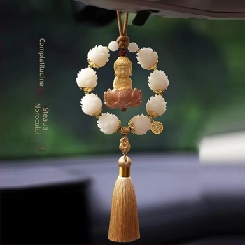 Pandantiv decorativ auto Bodhi lotus, stil tradițional chinezesc; material rășină; brand Copper hair; decor interior