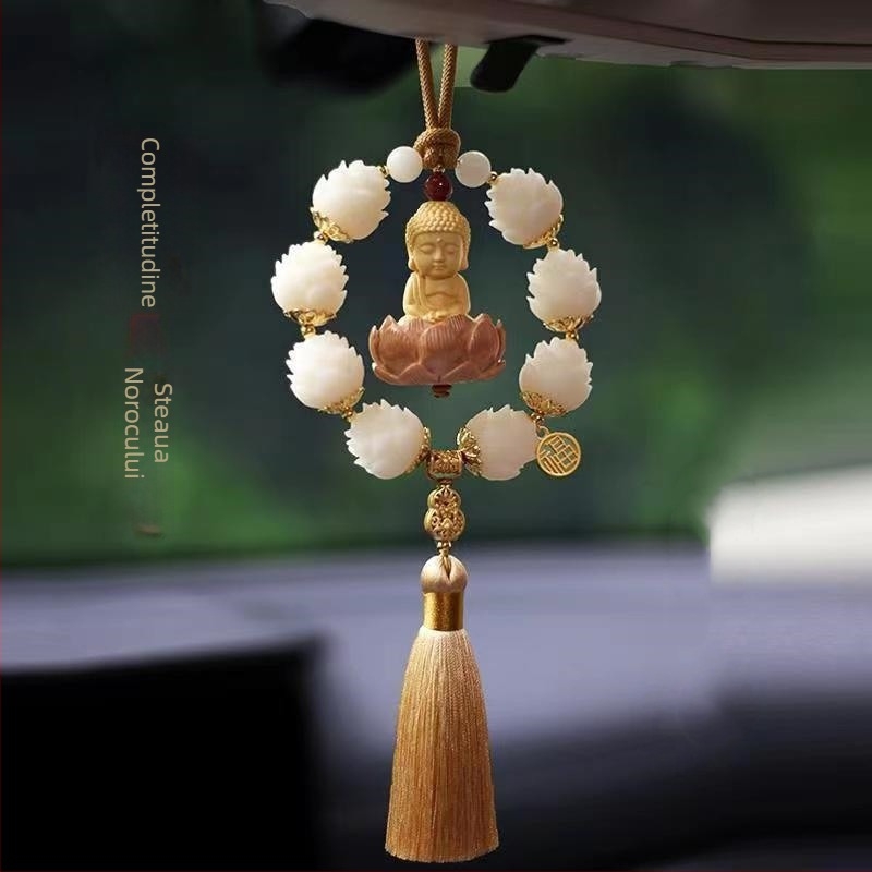 Pandantiv decorativ auto Bodhi lotus, stil tradițional chinezesc; material rășină; brand Copper hair; decor interior