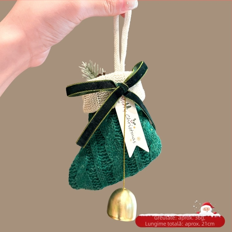 Șosetă de Crăciun lucrată manual din lână, cu modele inimă, picătură și clopot, ornament caricatural de înaltă calitate, origine Yiwu