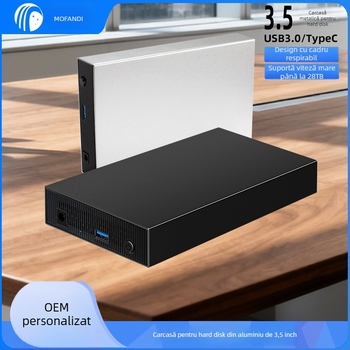 Carcasă pentru hard disk SATA, aliaj de aluminiu, desktop extern USB 3.0/Type-C, până la 18 TB, model ZZUC-111