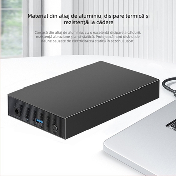 Carcasă pentru hard disk SATA, aliaj de aluminiu, desktop extern USB 3.0/Type-C, până la 18 TB, model ZZUC-111