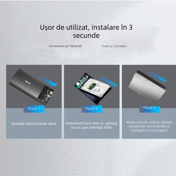 Carcasă pentru hard disk SATA, aliaj de aluminiu, desktop extern USB 3.0/Type-C, până la 18 TB, model ZZUC-111