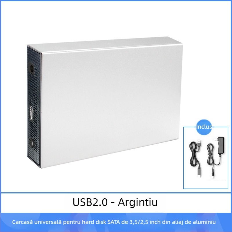 Carcasă pentru hard disk SATA, aliaj de aluminiu, desktop extern USB 3.0/Type-C, până la 18 TB, model ZZUC-111
