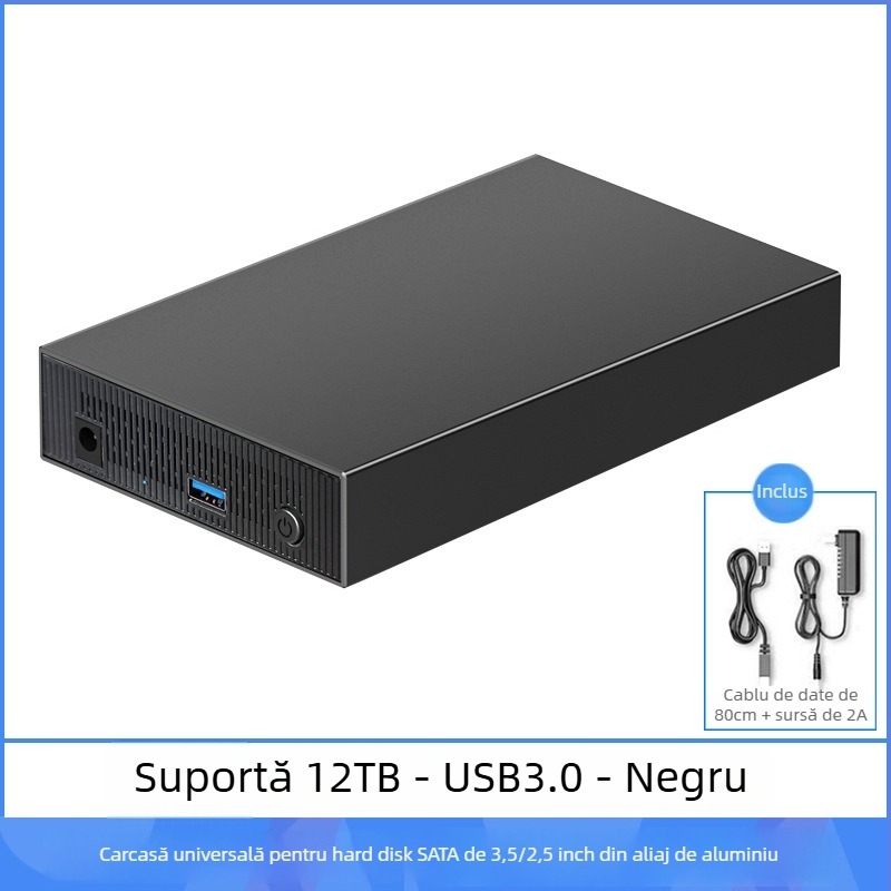 Carcasă pentru hard disk SATA, aliaj de aluminiu, desktop extern USB 3.0/Type-C, până la 18 TB, model ZZUC-111