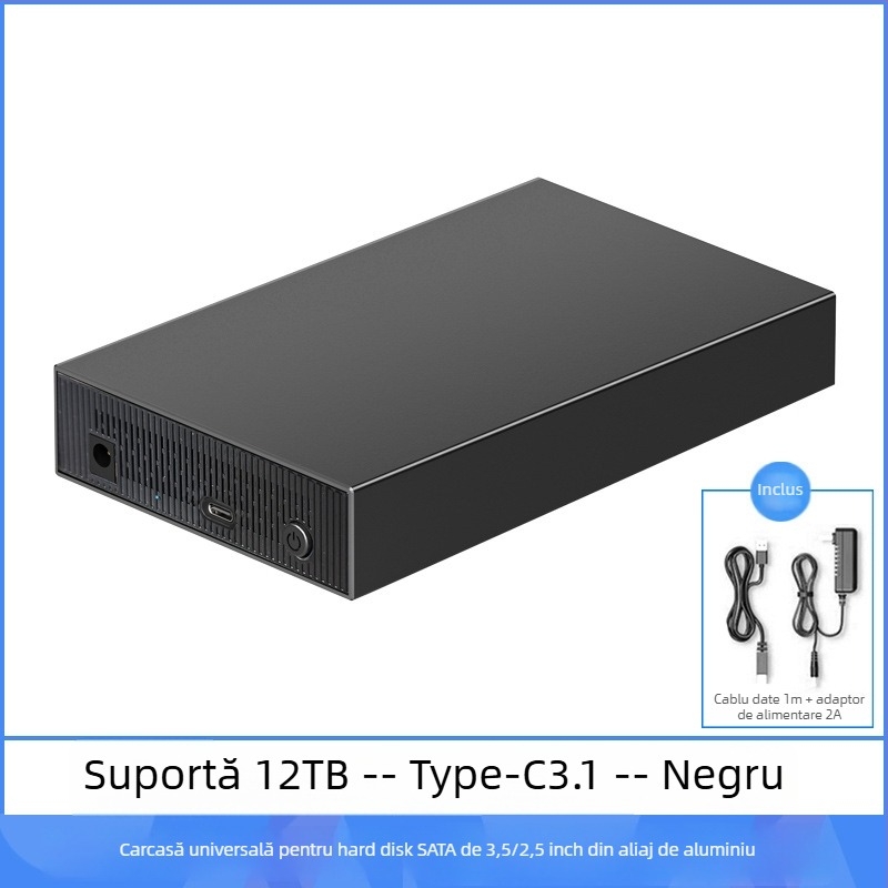 Carcasă pentru hard disk SATA, aliaj de aluminiu, desktop extern USB 3.0/Type-C, până la 18 TB, model ZZUC-111