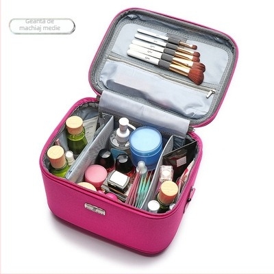 Geantă de cosmetice din nylon impermeabilă, cu compartimente multiple, capacitate mare, organizator pentru femei