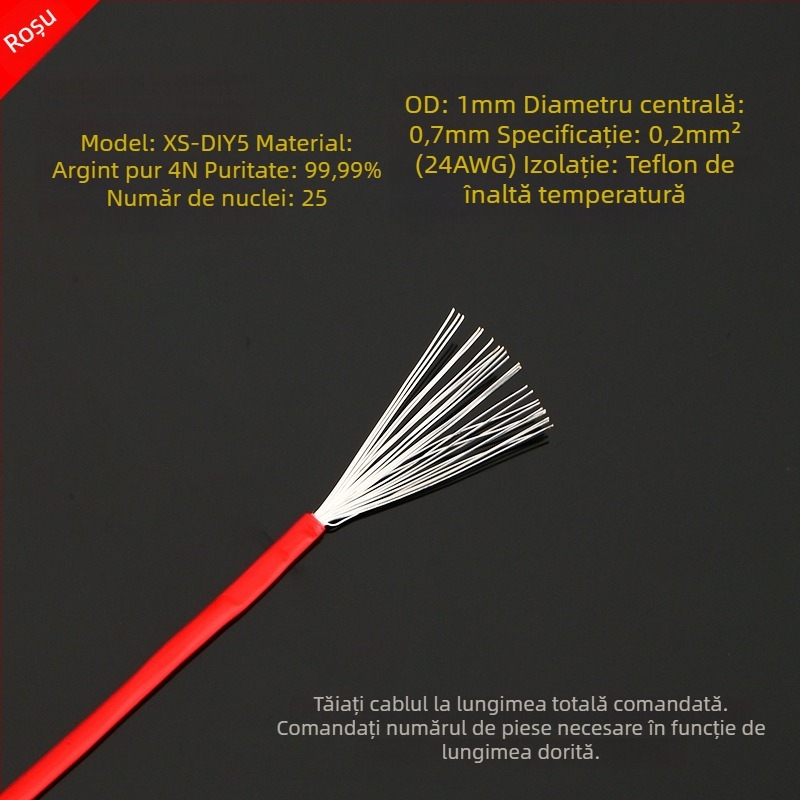 DIY5 Cablu de semnal audio din argint sterling pentru amplificator – 20g, nucleu și fire din argint