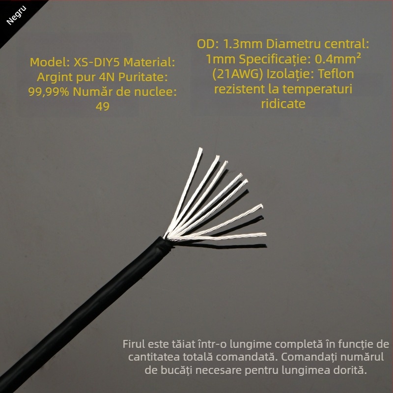 DIY5 Cablu de semnal audio din argint sterling pentru amplificator – 20g, nucleu și fire din argint