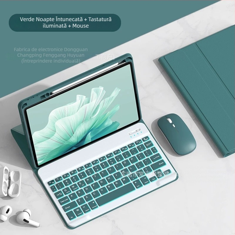 Carcasă de protecție pentru tabletă cu tastatură Bluetooth iluminată și slot pentru stilou, compatibilă cu Huawei MatePad SE11/11.5S, greutate 0.75 kg, cablu de încărcare 0.3 m