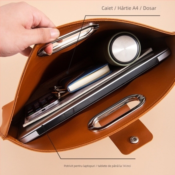 Geantă pentru laptop, material PU, brand Dolby, stil business elit, unisex, funcție de depozitare