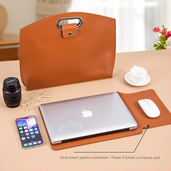Geantă pentru laptop, material PU, brand Dolby, stil business elit, unisex, funcție de depozitare