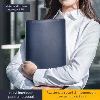 Husă Jin Hanqi pentru laptop din piele PU, impermeabilă, rezistentă la uzură, rezistentă la cutremure, cu buzunar intern pentru calculator