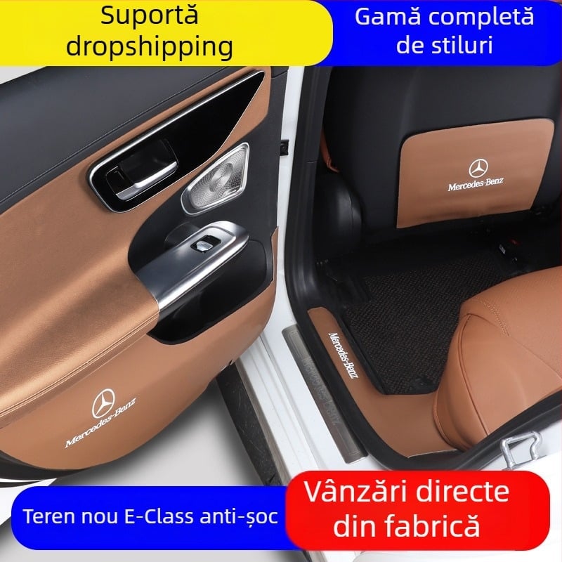 Mercedes-Benz E-Class E300L protecții din piele pentru spatele ușilor – interior auto, logo imprimat, marcă Huangku, personalizare disponibilă, stil Four Seasons General (W214)