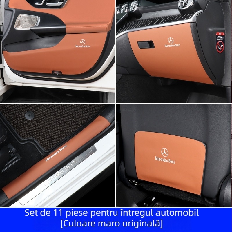 Mercedes-Benz E-Class E300L protecții din piele pentru spatele ușilor – interior auto, logo imprimat, marcă Huangku, personalizare disponibilă, stil Four Seasons General (W214)