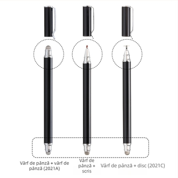 Tawecol stylus metalic capacitiv cu disc din pânză conductiv – compatibil Android/iOS, stilus universal pentru telefoane și tablete