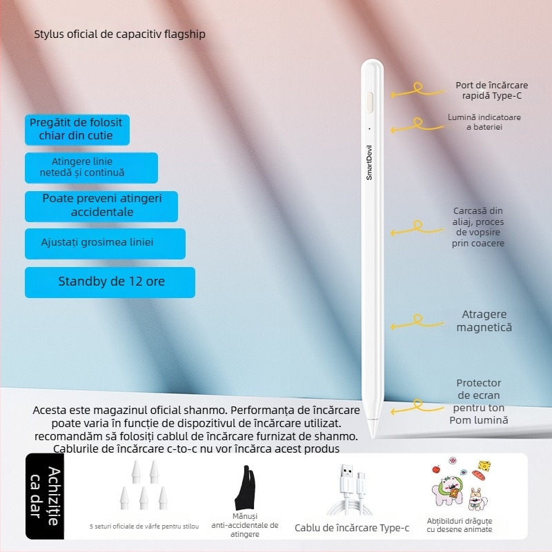 Stylus capacitiv pentru Xiaomi Pad 5/6/7 și Redmi Pad (Model Zndrb-4)