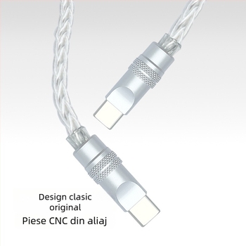 Cabl de date împletit din opt fire, cu cupru monocristalin placat cu argint — încărcare rapidă, compatibil cu iPhone16, Mate70, tablete și laptopuri