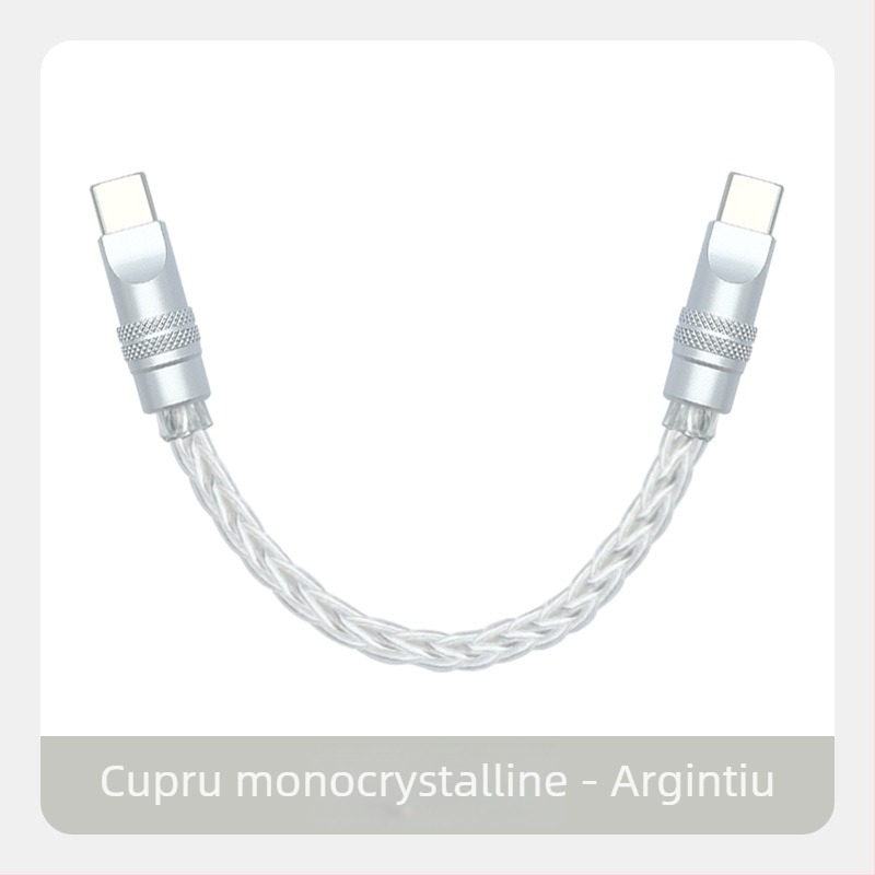 Cabl de date împletit din opt fire, cu cupru monocristalin placat cu argint — încărcare rapidă, compatibil cu iPhone16, Mate70, tablete și laptopuri