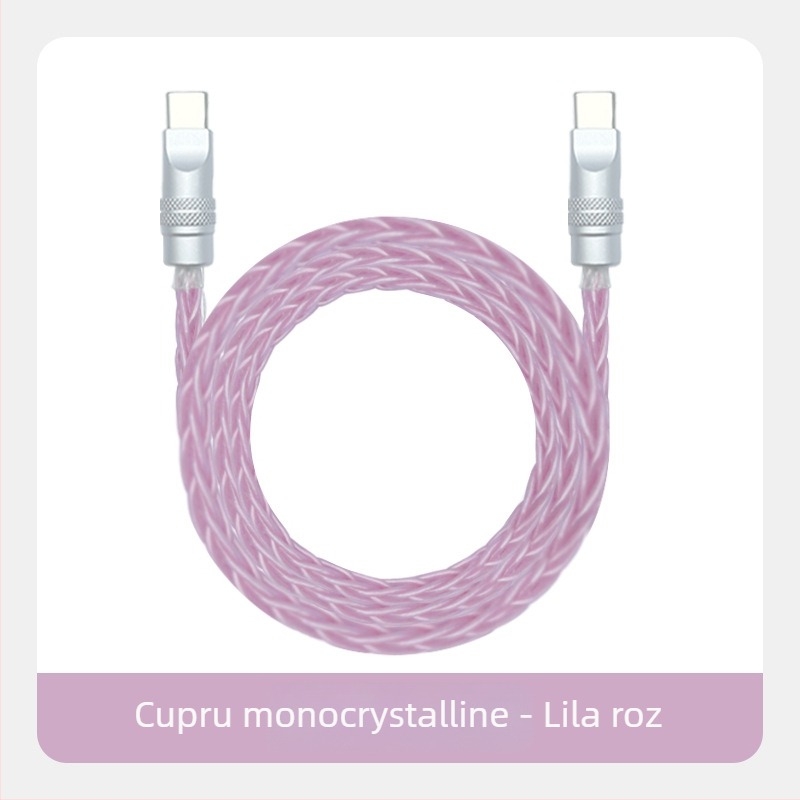 Cabl de date împletit din opt fire, cu cupru monocristalin placat cu argint — încărcare rapidă, compatibil cu iPhone16, Mate70, tablete și laptopuri