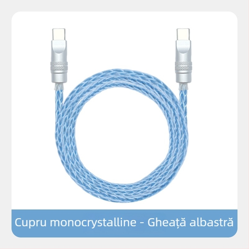 Cabl de date împletit din opt fire, cu cupru monocristalin placat cu argint — încărcare rapidă, compatibil cu iPhone16, Mate70, tablete și laptopuri