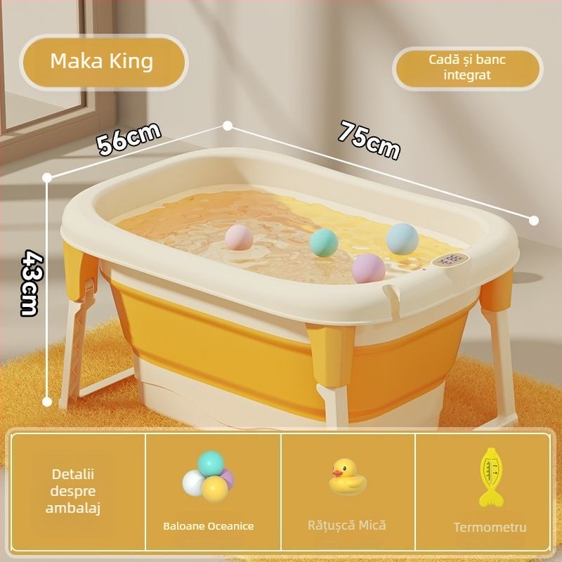 Cadă de baie pliabilă pentru adulți, utilizare casnică, din plastic, abur pentru întregul corp, design șezând/întins (Material: plastic; Destinație: adulți; Utilizare casnică; Pliabil)