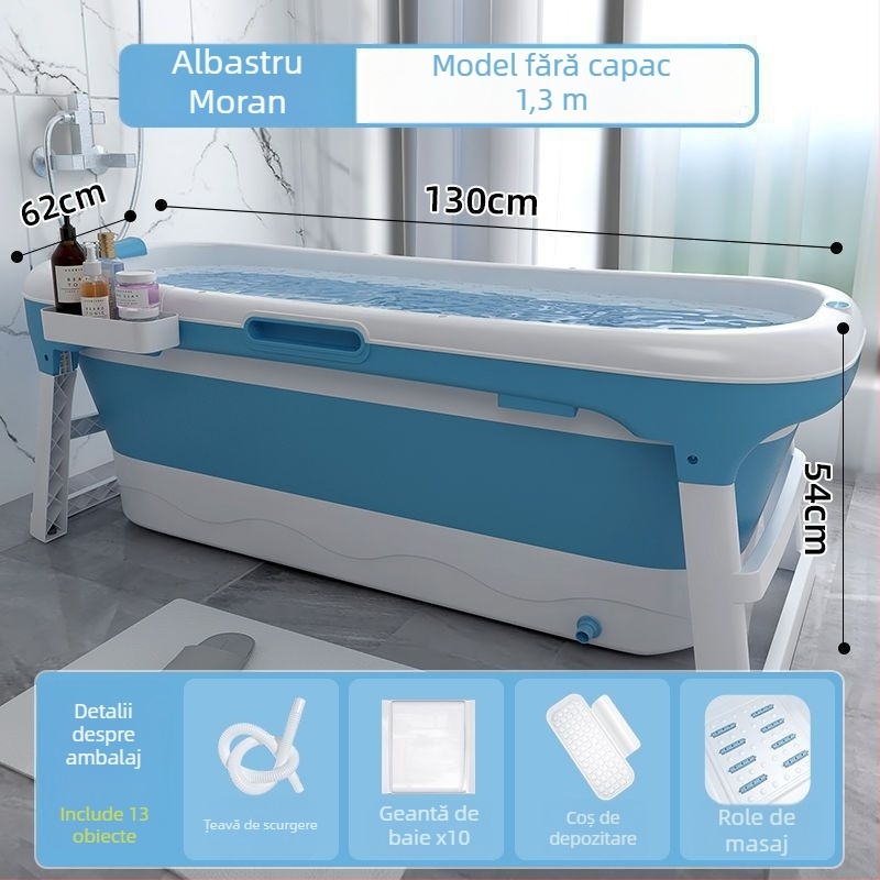 Cadă de baie pliabilă pentru adulți, utilizare casnică, din plastic, abur pentru întregul corp, design șezând/întins (Material: plastic; Destinație: adulți; Utilizare casnică; Pliabil)