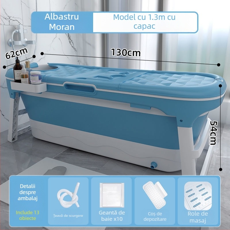 Cadă de baie pliabilă pentru adulți, utilizare casnică, din plastic, abur pentru întregul corp, design șezând/întins (Material: plastic; Destinație: adulți; Utilizare casnică; Pliabil)