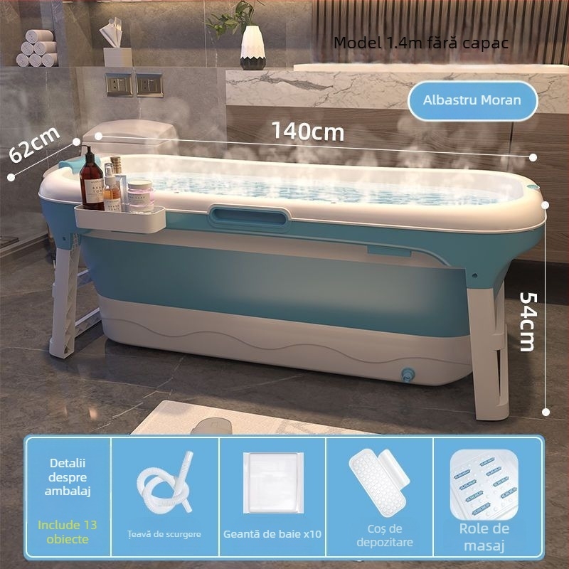 Cadă de baie pliabilă pentru adulți, utilizare casnică, din plastic, abur pentru întregul corp, design șezând/întins (Material: plastic; Destinație: adulți; Utilizare casnică; Pliabil)