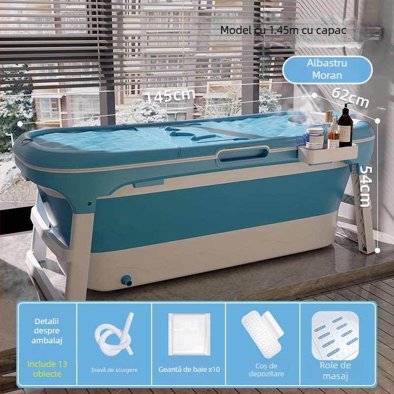 Cadă de baie pliabilă pentru adulți, utilizare casnică, din plastic, abur pentru întregul corp, design șezând/întins (Material: plastic; Destinație: adulți; Utilizare casnică; Pliabil)