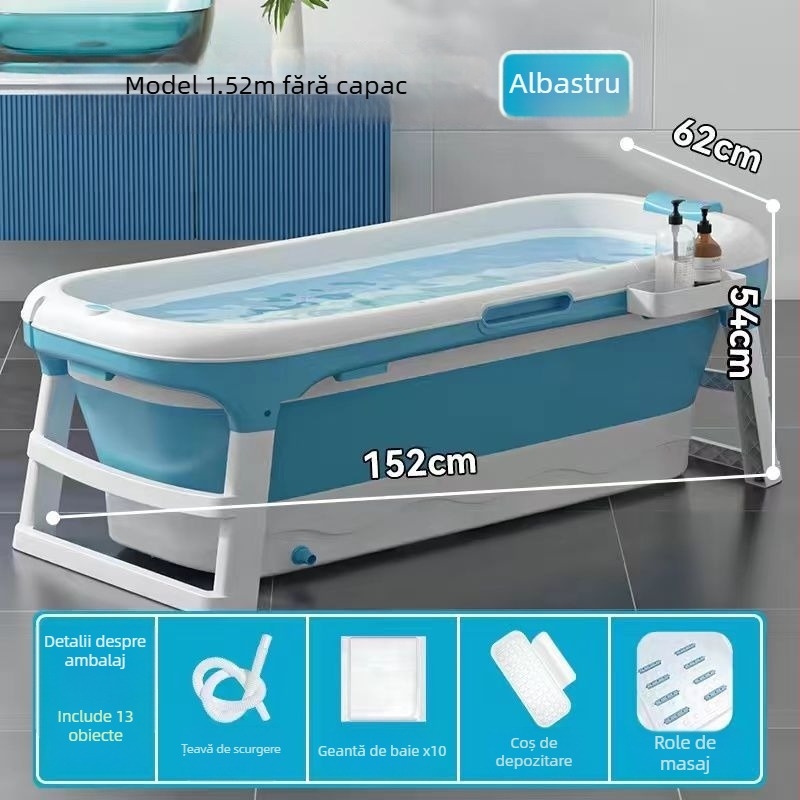 Cadă de baie pliabilă pentru adulți, utilizare casnică, din plastic, abur pentru întregul corp, design șezând/întins (Material: plastic; Destinație: adulți; Utilizare casnică; Pliabil)