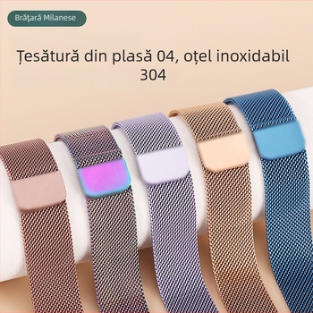 Brățară Apple Watch Milanese din oțel inoxidabil cu cataramă magnetică, origine Shenzhen, lansare iarna 2024, stil versatil pentru oraș