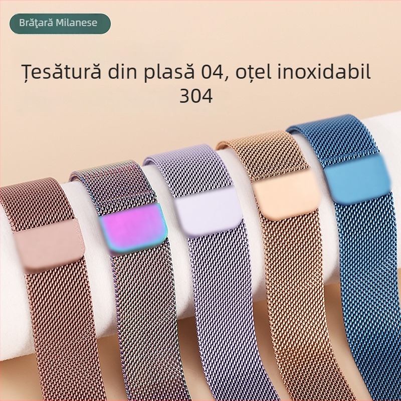 Brățară Apple Watch Milanese din oțel inoxidabil cu cataramă magnetică, origine Shenzhen, lansare iarna 2024, stil versatil pentru oraș