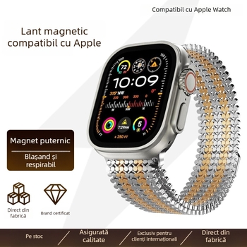 Brățară magnetică din oțel inoxidabil pentru smartwatch, lățime 20/22 mm, 30 g; compatibilă cu Apple Watch, Samsung, Huawei; stil modern