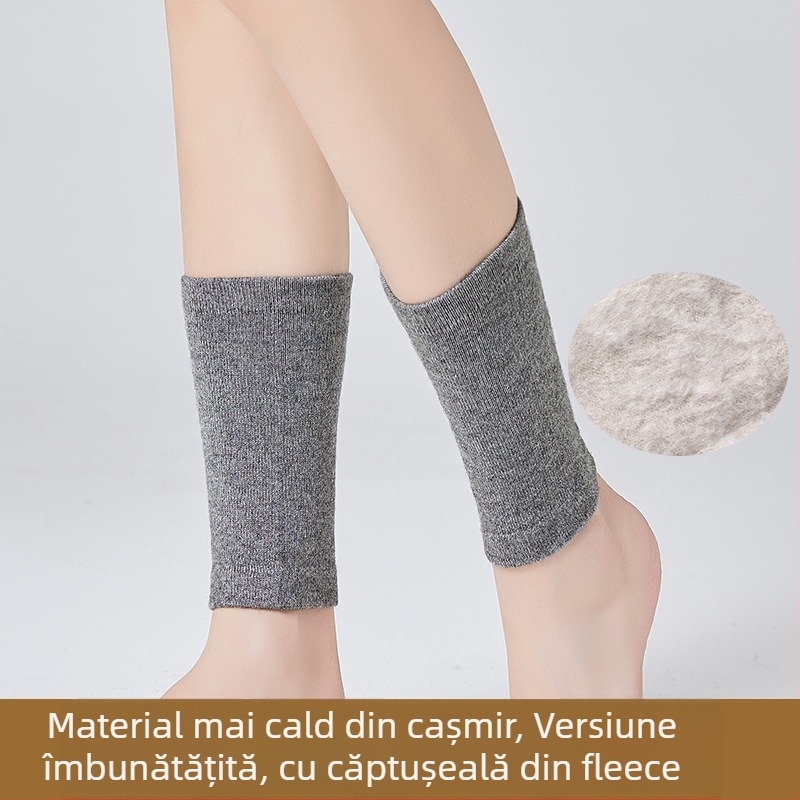 Șosete de protecție pentru gleznă din cașmir, căptușite cu fleece, elastice, unisex, protecție pentru gleznă și gambe, calde pentru toamnă-iarnă
